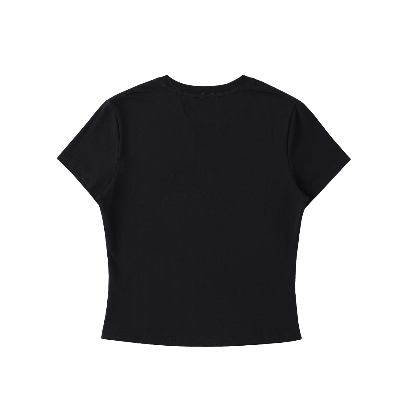 Black essential bodycon crewneck t-shirt for women with short sleeves and a fitted silhouette