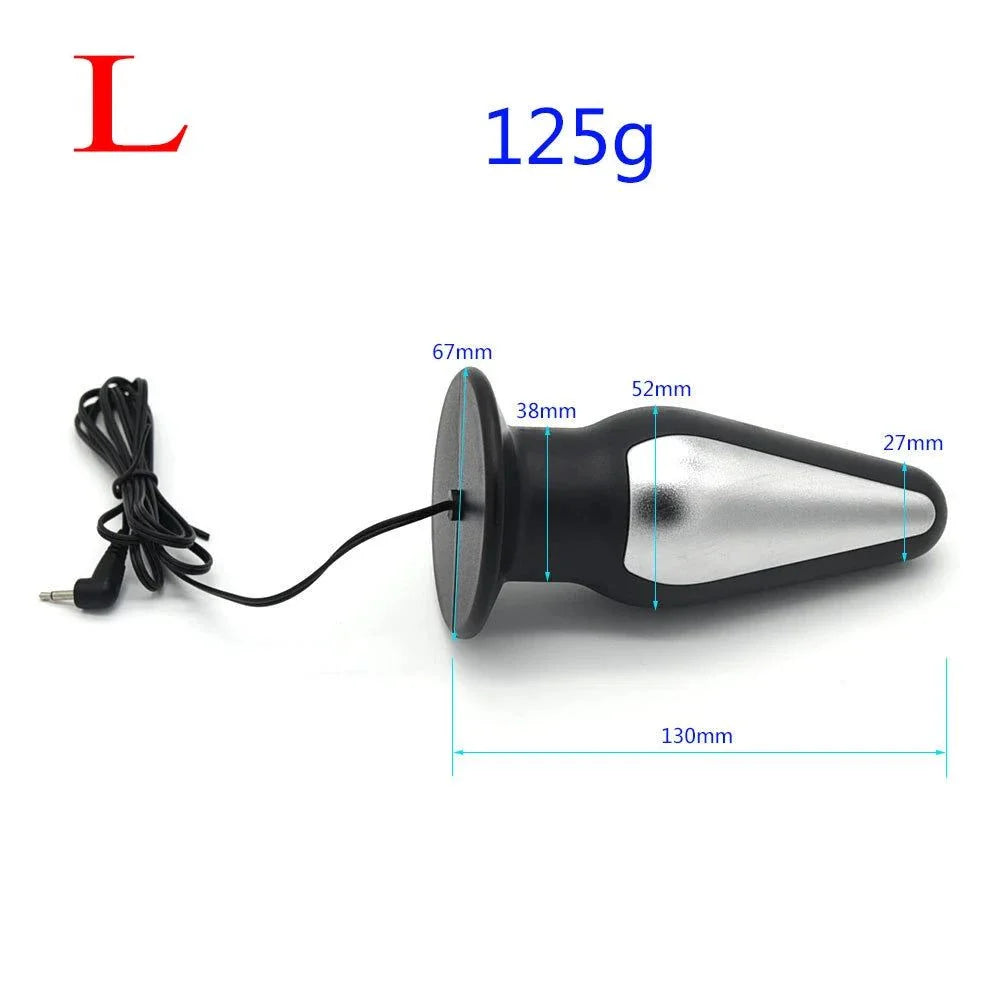 Wireless remote electric shock anal plug with size dimensions and cable