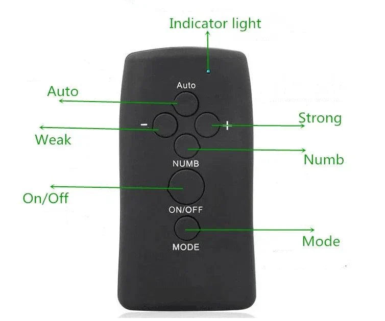 Electric Shock Penis Plug remote control with mode and intensity buttons