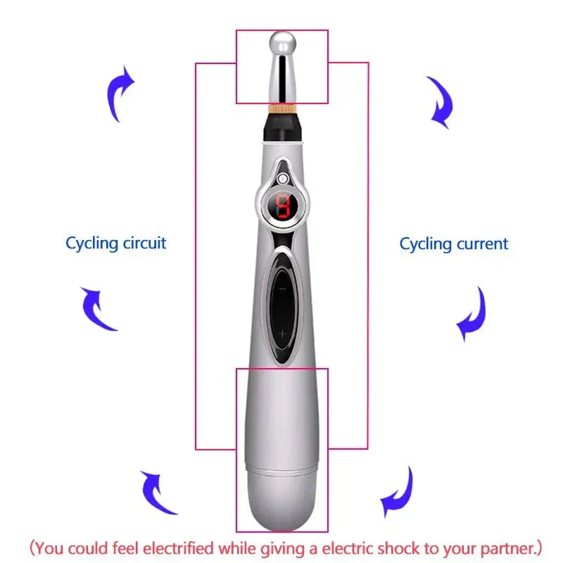 Electric Shock Wand e-stim acupuncture pen with cycling circuit for body stimulation