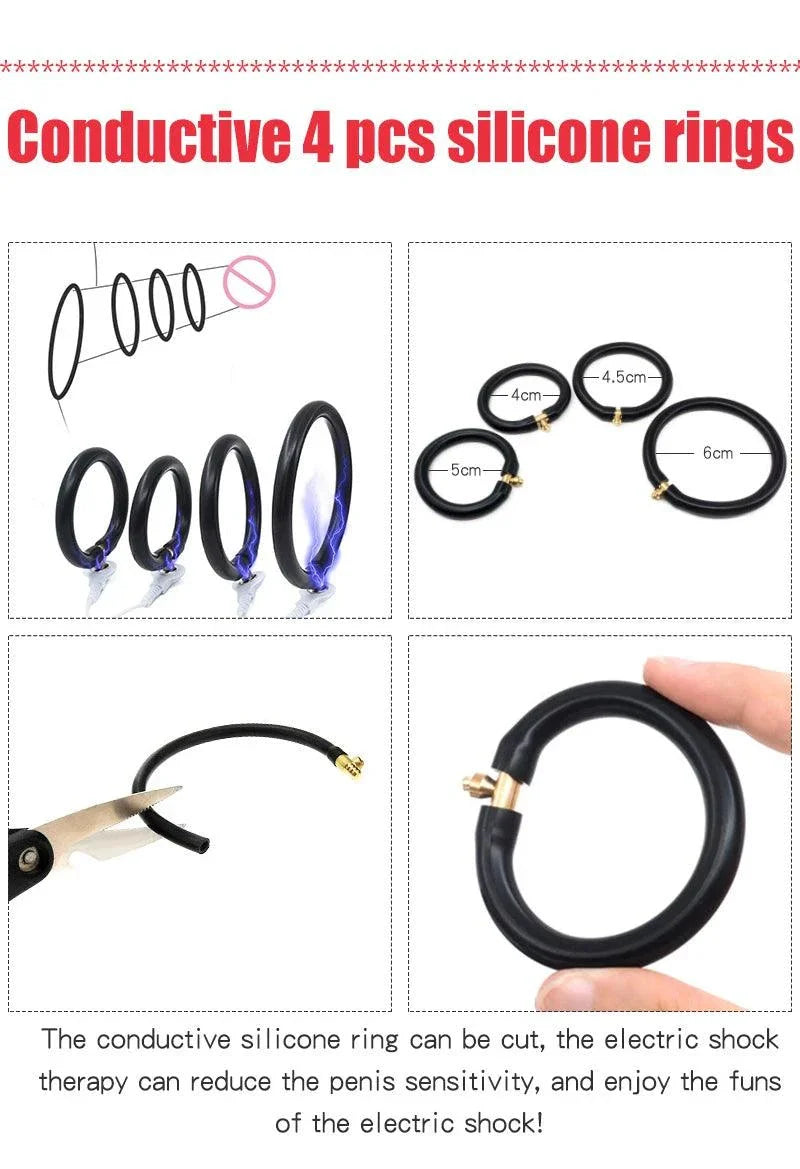Varied Electro-Shock Penis Ring conductive silicone rings for electro-stim therapy and penis sensitivity reduction