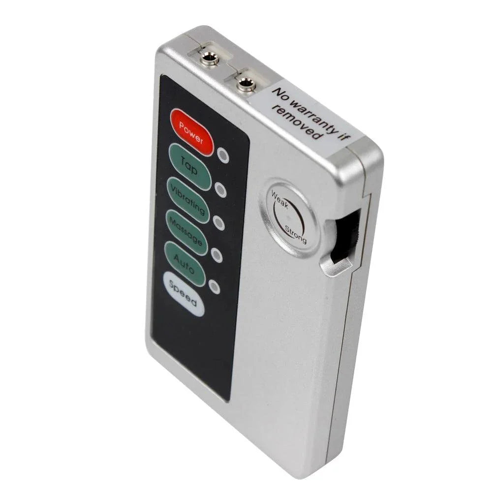 Silver electro-shock control device for varied electro-shock penis ring stimulation