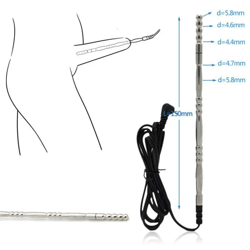 Varied Electro-Shock Penis Ring with electro-stim cock ring and prostate urethra stimulator, 150mm length, multi-sized design