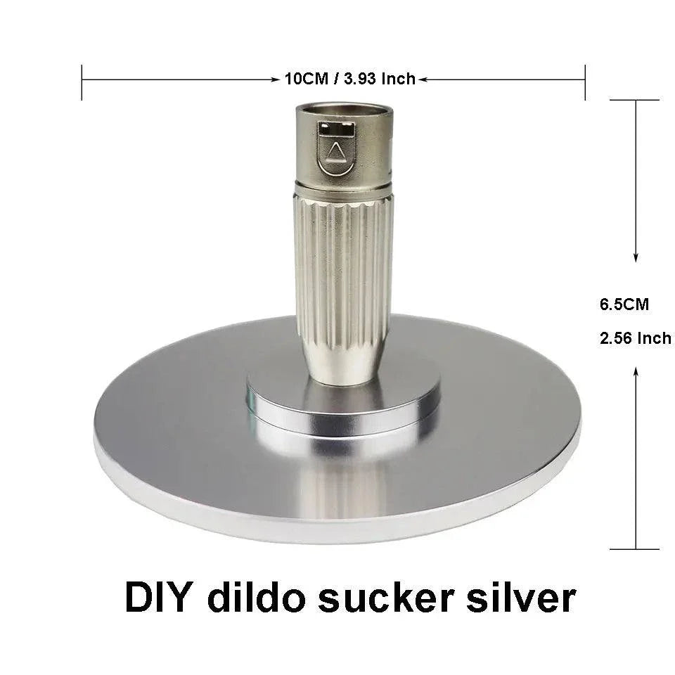 Silver DIY dildo sucker base for automatic sex machine with adjustable mount and remote control compatibility