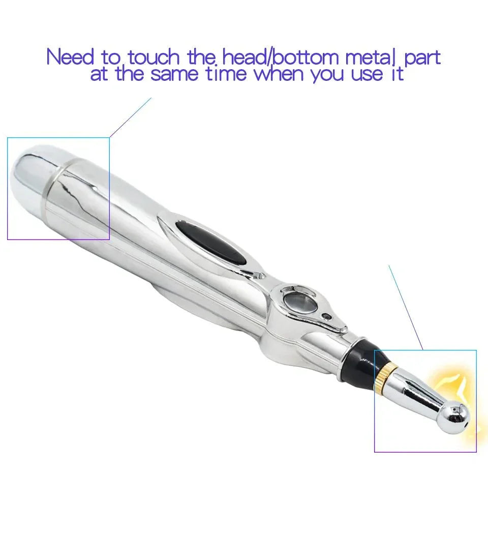Electric Shock Wand e-stim acupuncture pen for body and erogenous zone stimulation with adjustable intensity and interchangeable heads