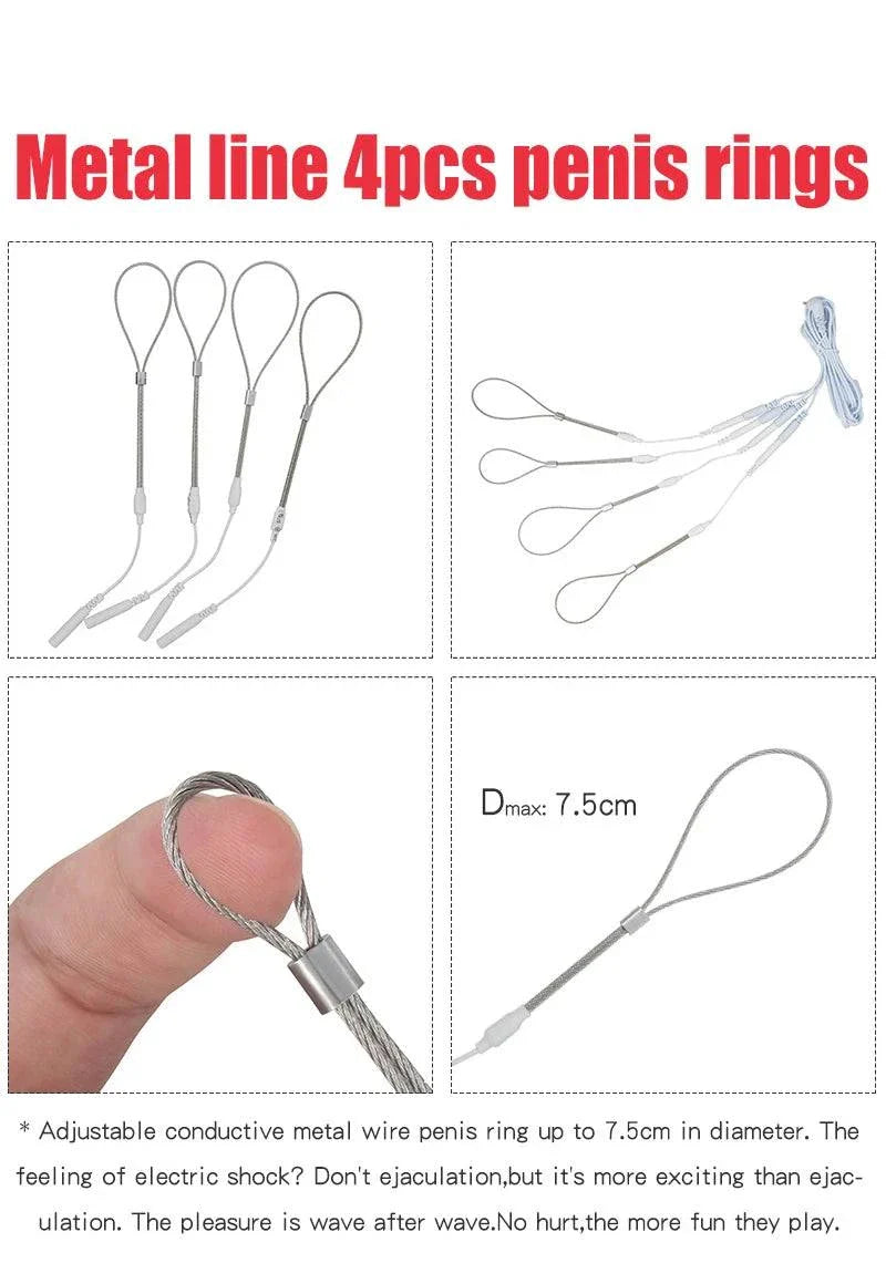 Varied Electro-Shock Penis Ring adjustable metal wire cock ring for electro-stim and prostate play