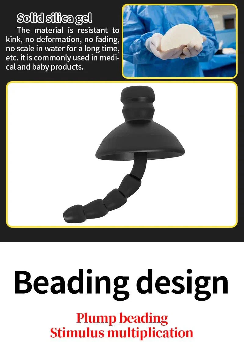 Electric Shock Penis Plug with solid silica gel and beading design for enhanced stimulation and durability