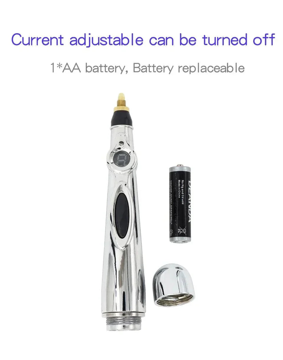 Electric Shock Wand e-stim acupuncture pen with adjustable intensity and replaceable AA battery for body stimulation