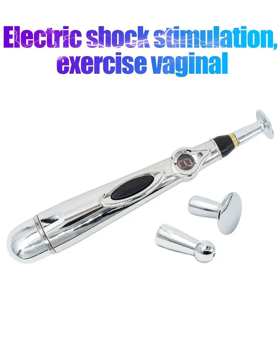 Electric Shock Wand with interchangeable heads for erotic e-stim and acupuncture stimulation