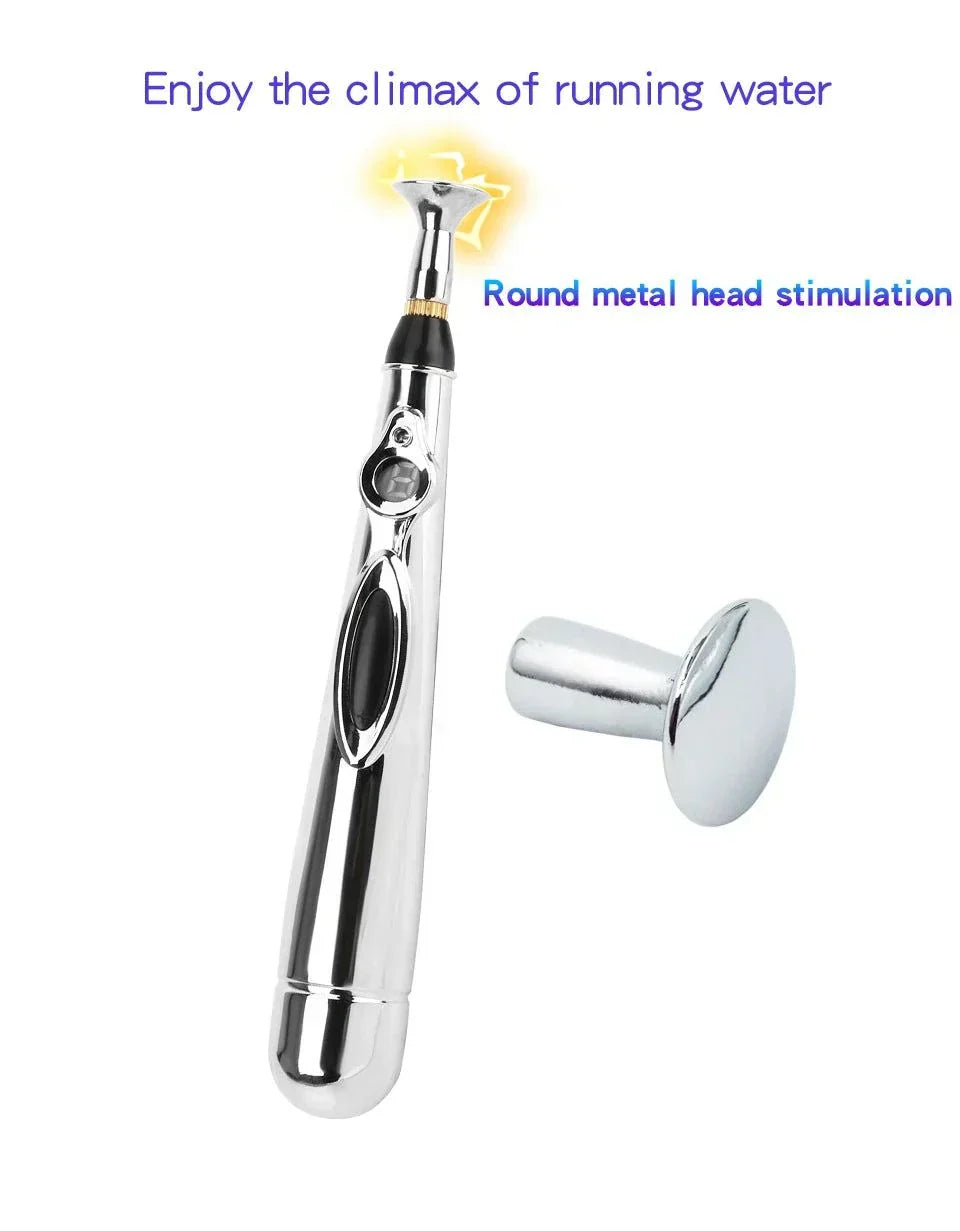 Electric Shock Wand with round metal head for versatile e-stim pleasure and adjustable intensity levels