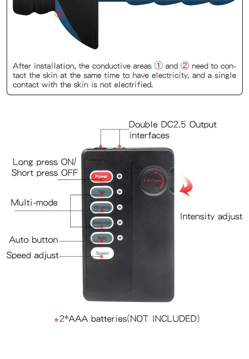 Electric Shock Penis Plug with chastity cage, urethral dilator, cock ring, and electro stimulator with adjustable intensity and multi-mode control.