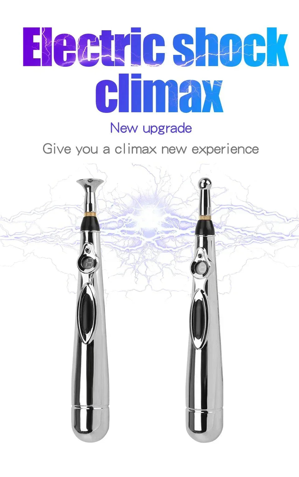 Electric Shock Wand e-stim acupuncture pen with interchangeable heads for body and erogenous zone stimulation