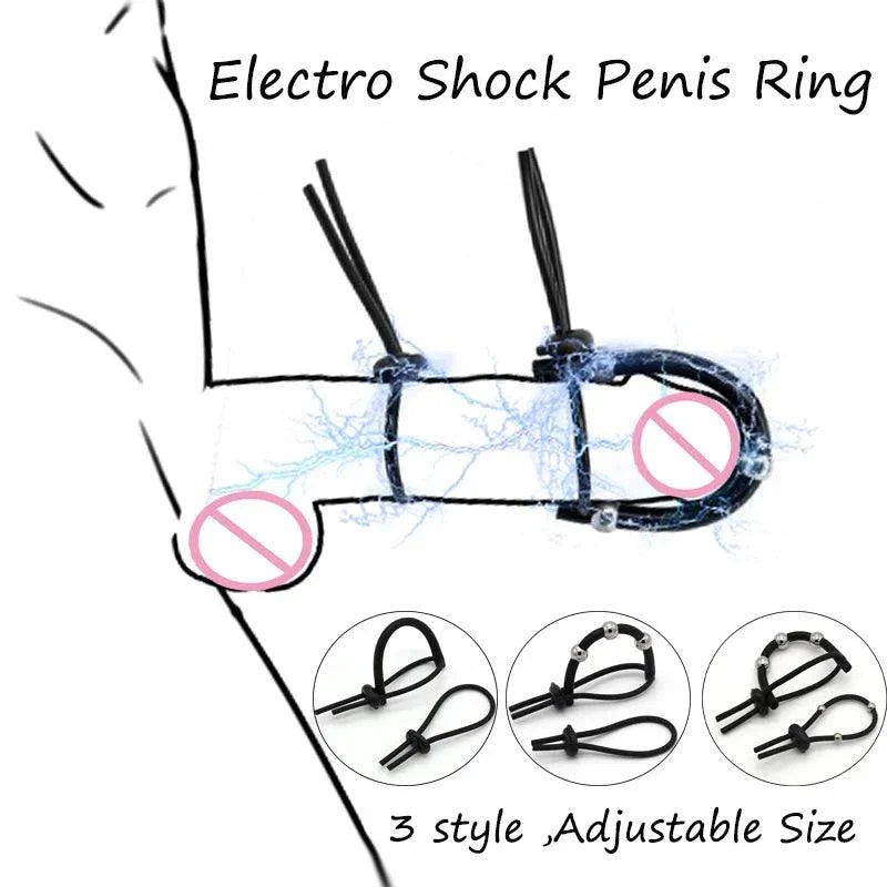 Varied Electro-Shock Penis Ring adjustable sizes with electro-stim for prostate and urethra stimulation
