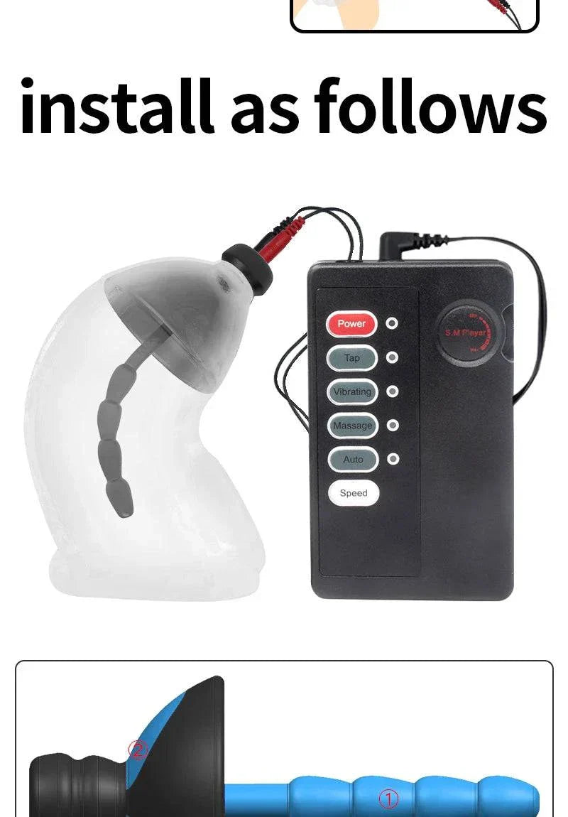 Electric Shock Penis Plug with chastity cage and control device for electro stimulation adult toy