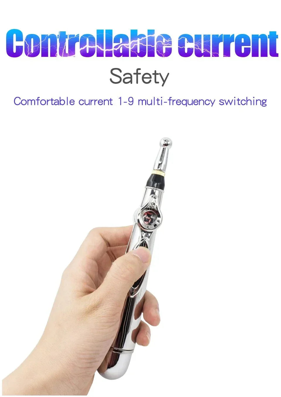 Electric Shock Wand handheld e-stim device with adjustable intensity for body stimulation