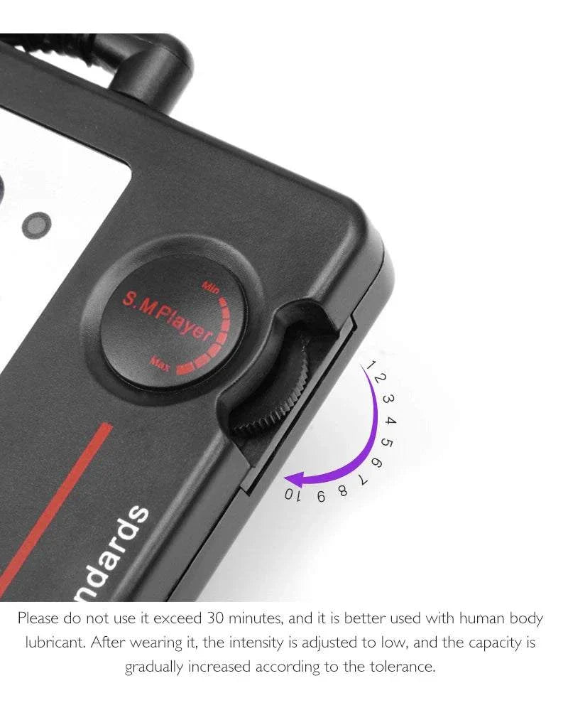 Varied Electro-Shock Penis Ring controller with adjustable intensity dial for electro-stim play