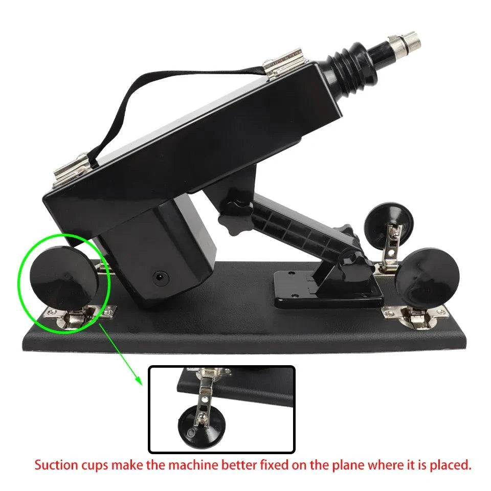 Automatic Sex Machine with adjustable thrust, suction cup base, and remote control for hands-free pleasure