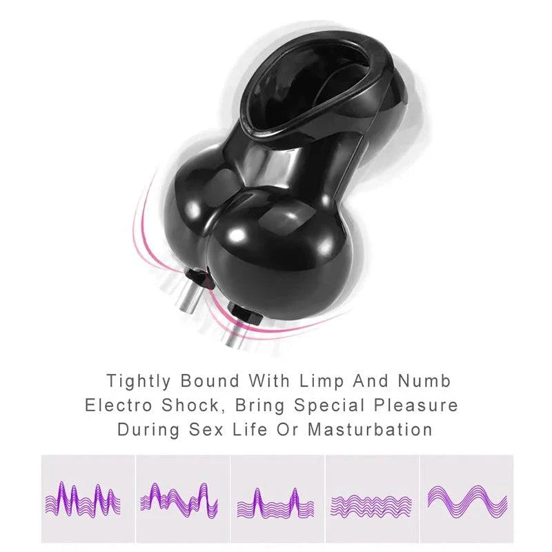 Varied Electro-Shock Penis Ring black electro-stim cock ring and prostate urethra stimulator for enhanced pleasure
