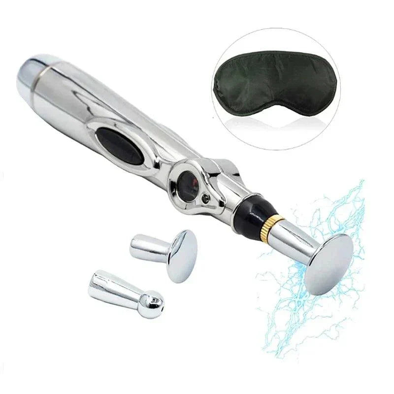 Electric Shock Wand e-stim device with interchangeable heads for body stimulation and blindfold accessory