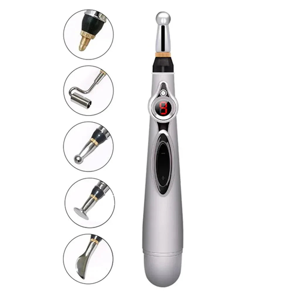 Electric Shock Wand e-stim acupuncture pen with five interchangeable heads for body stimulation