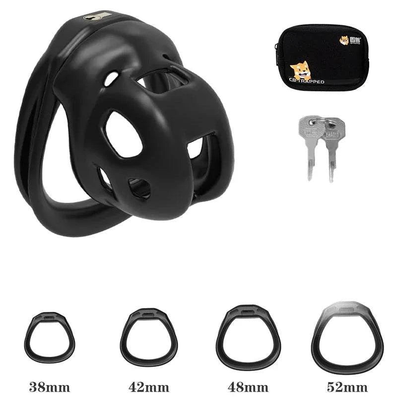 Mini dispositivo de castidad masculino: jaula ventilada con anillo y cerradura