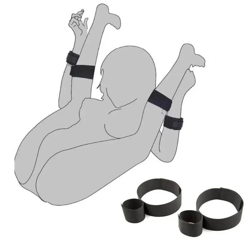 All-in-One 18-Piece Bondage & Strap-On Kit with adjustable harness, hand and leg restraints for BDSM play