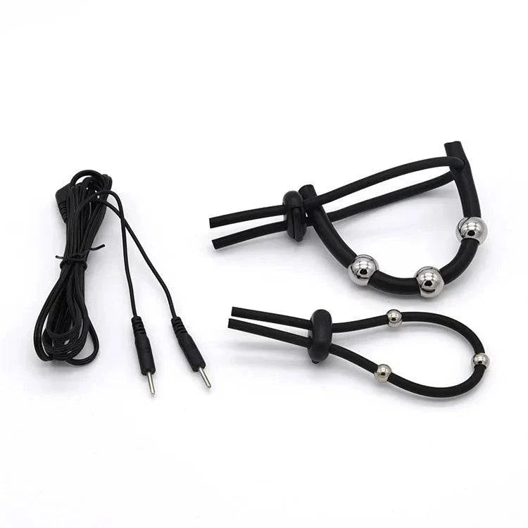 Varied Electro-Shock Penis Ring with electro-stim cock ring and urethra prostate stimulation accessories