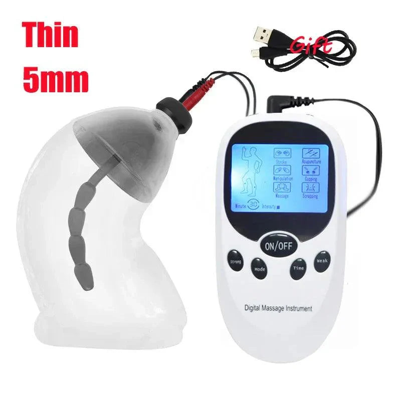 Electric Shock Penis Plug with chastity cage and digital electro stimulator control device