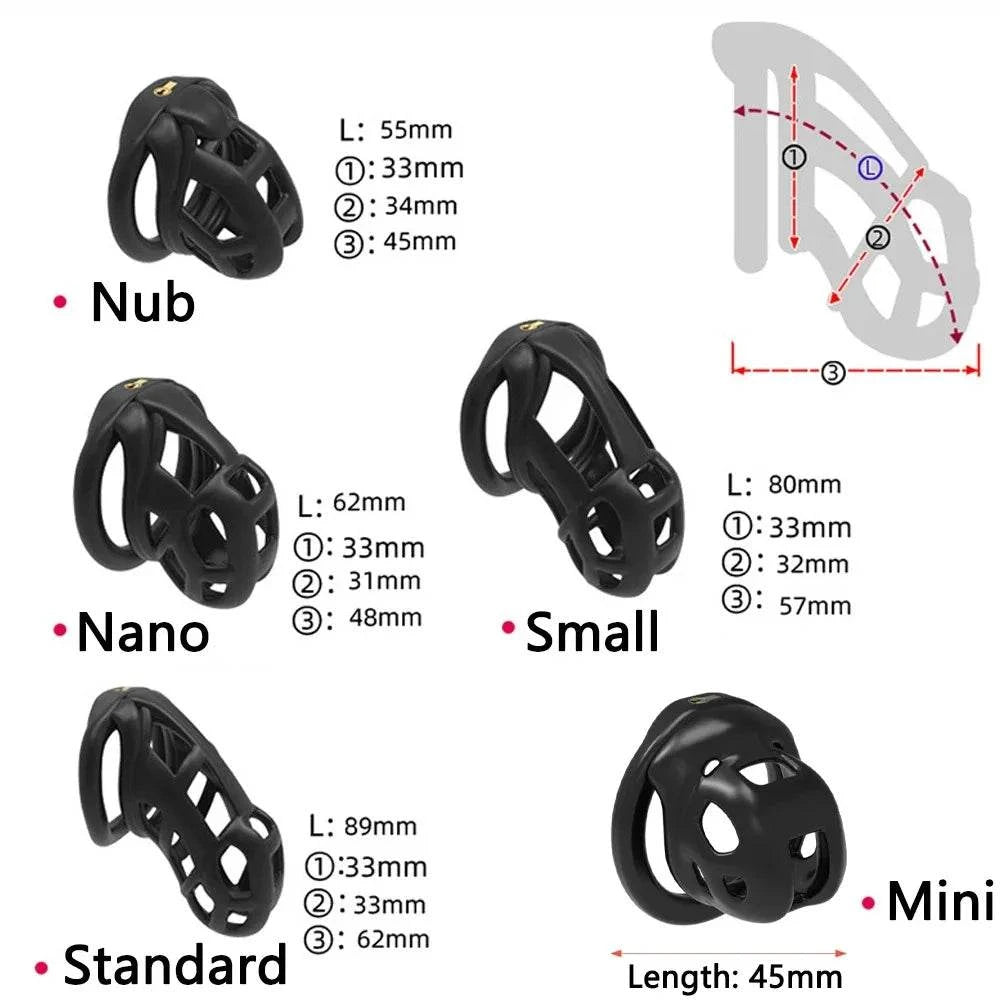 Mini dispositivo de castidad masculino: jaula ventilada con anillo y cerradura
