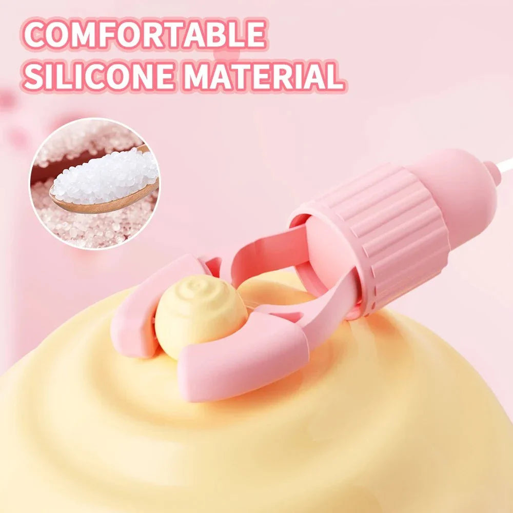 Pink nipple clamps vibrator made of comfortable silicone material with adjustable intensity for multi-zone stimulation