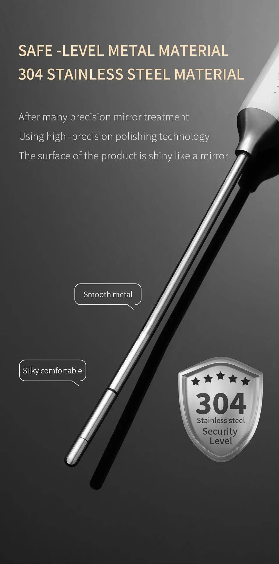 JEUSN Male Urethral Vibrator stainless steel dilator with smooth, polished surface