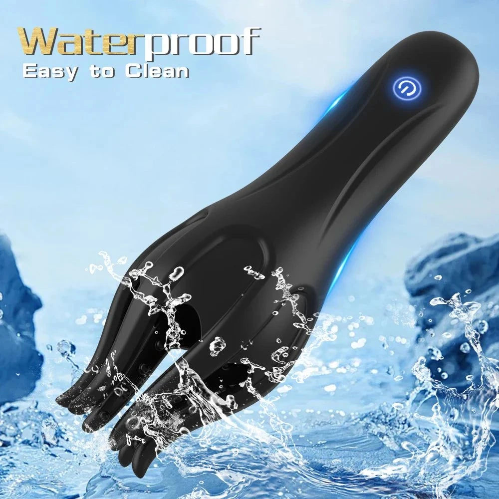 waterproof Glans Trainer Vibrator with soft fingertip massager for penis and G-spot stimulation