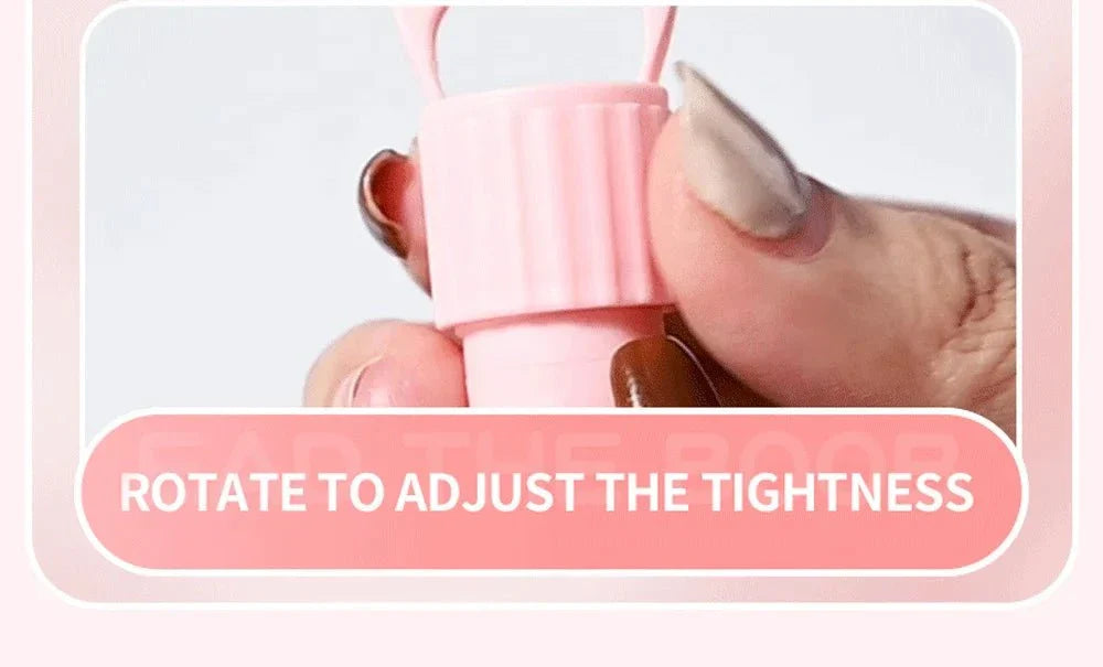 Close-up of pink nipple clamps vibrator being adjusted for tightness by hand