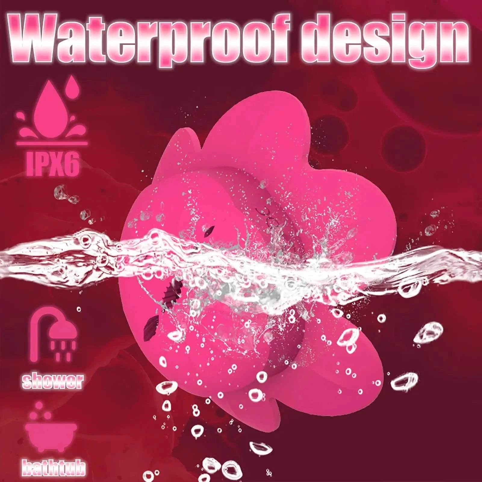 Rose Nipple Clamps Vibrator pink waterproof with adjustable remote control for hands-free stimulation