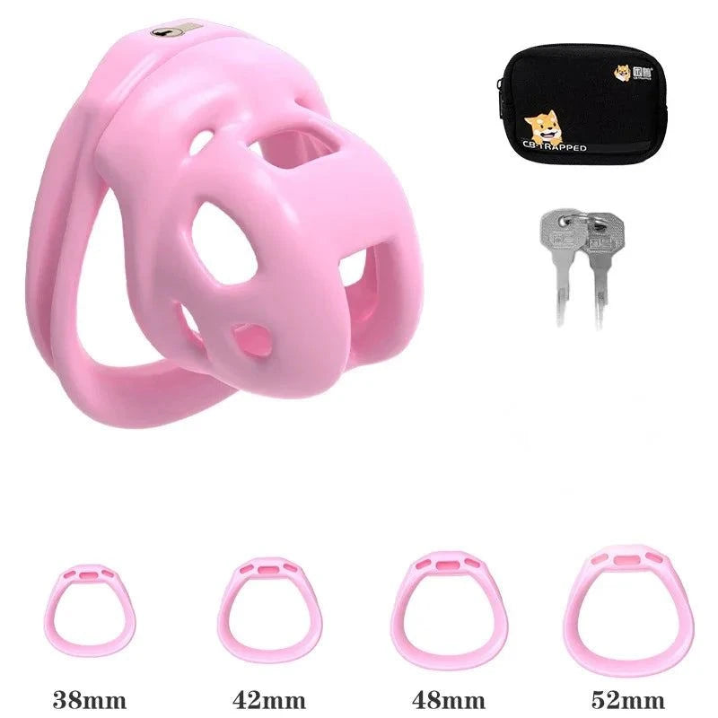 Mini dispositivo de castidad masculino: jaula ventilada con anillo y cerradura