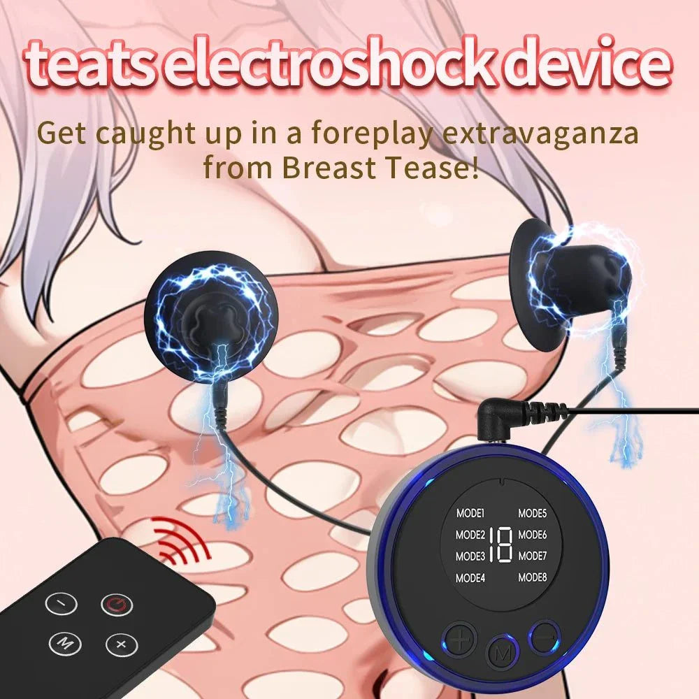 Electric Shock Nipple Clamps and Metal Clitoris Clips with remote control for breast and body stimulation