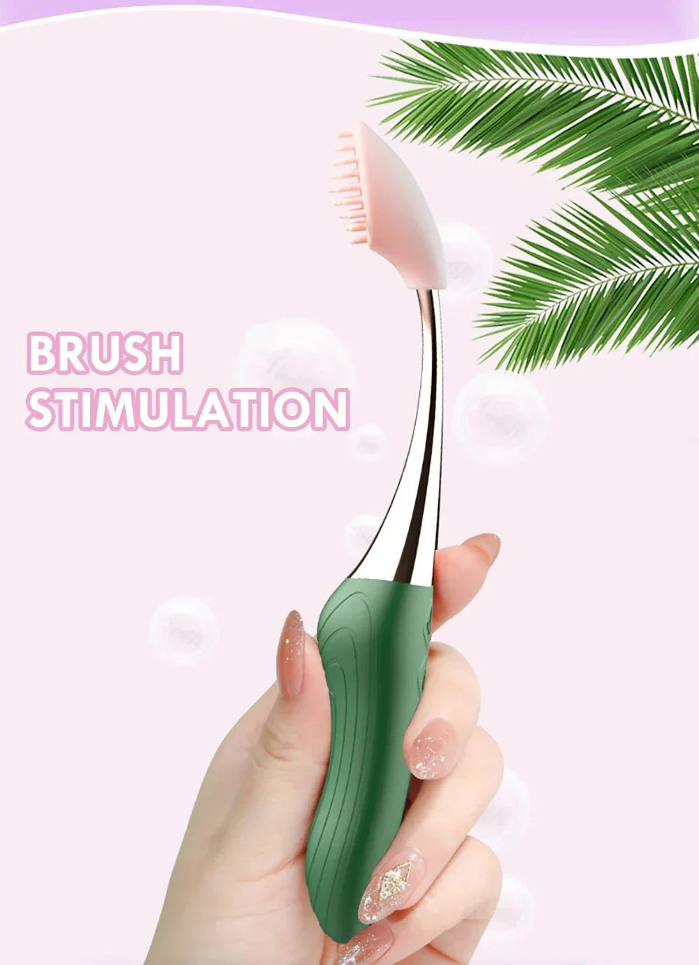 High-Frequency G-Spot Vibrator with brush stimulation for clitoral, nipple, and oral-lick pleasure