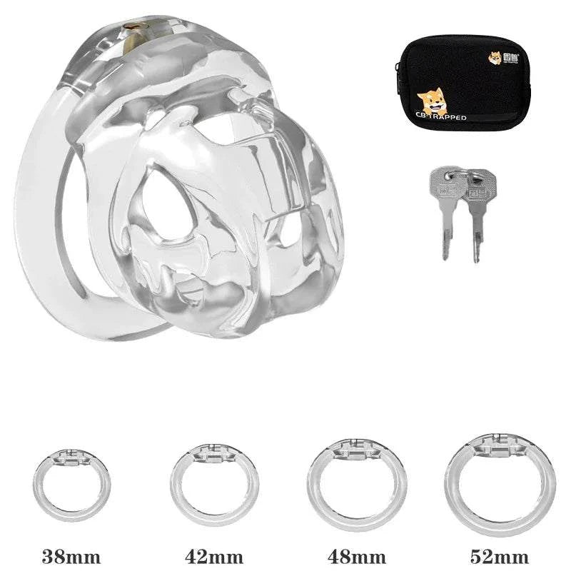 Mini dispositivo de castidad masculino: jaula ventilada con anillo y cerradura
