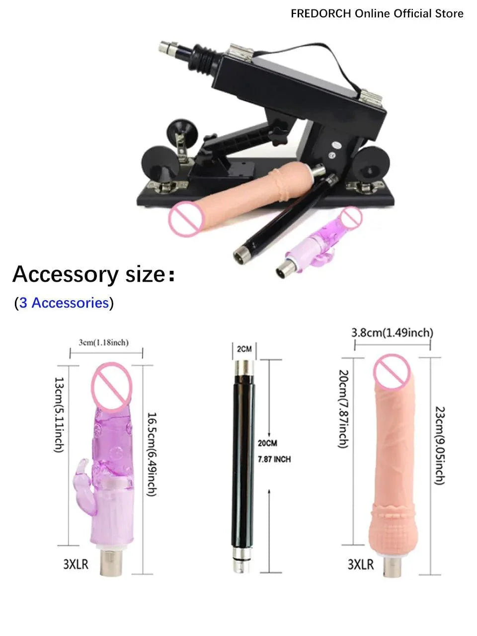 Automatic sex machine with adjustable thrusting gun, remote and app control, featuring multiple attachments for customizable pleasure.