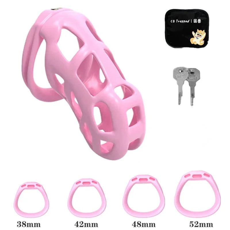 Mini dispositivo de castidad masculino: jaula ventilada con anillo y cerradura