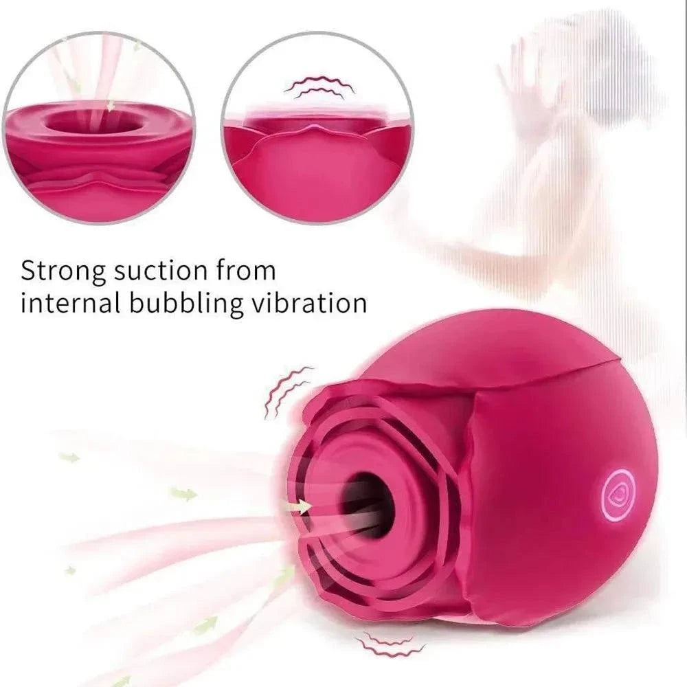 Rose-Shape Sucking Vibrator – Clitoral & Nipple Stimulator with Oral Licking Sensation