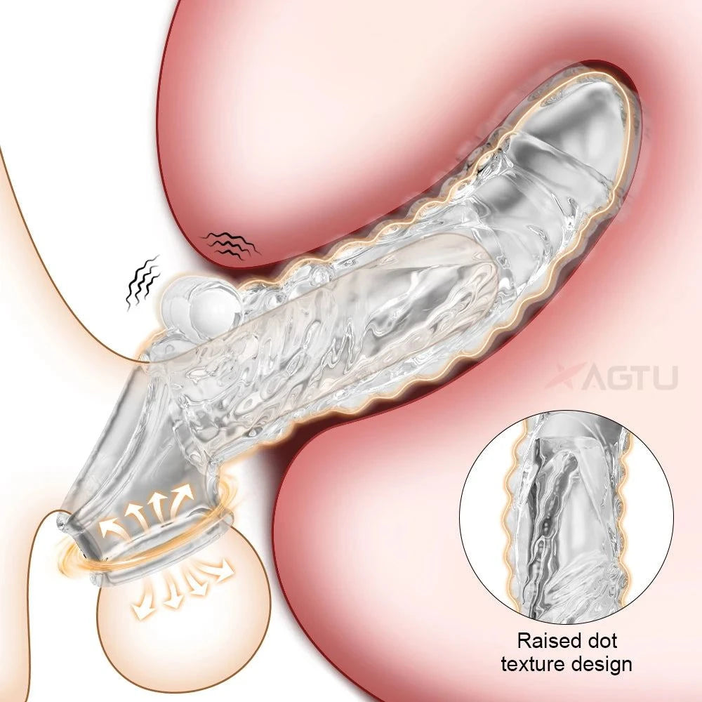 Reusable Penis Enlargement Vibrator Sleeve — Stretchable Extender & Delay Ring for Men