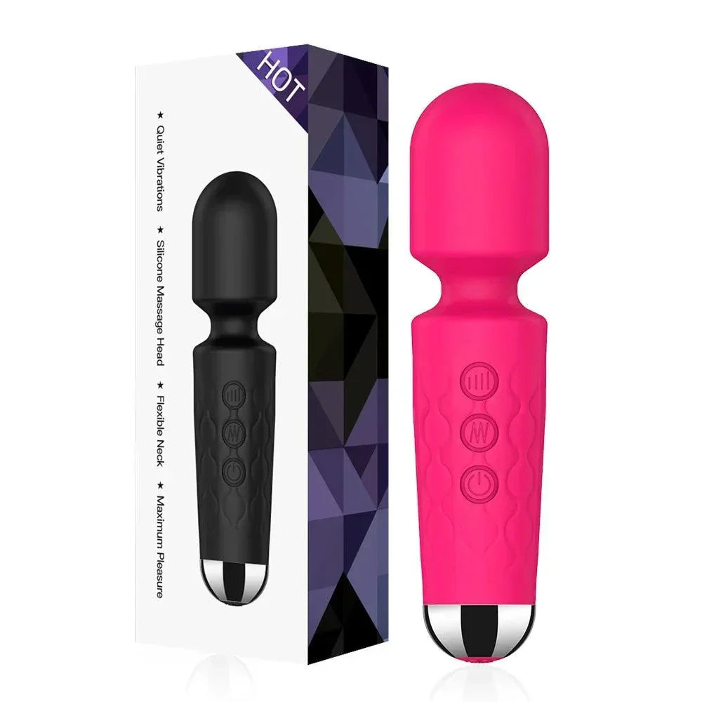 20-Speed Powerful AV Vibrator in pink with multiple vibration modes for G-spot, clitoral, and nipple stimulation
