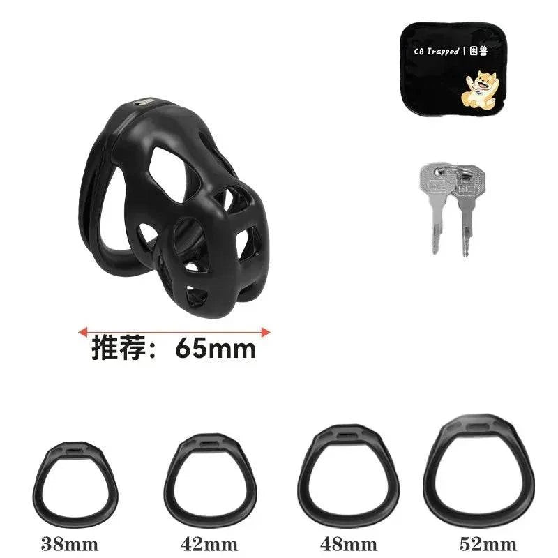 Mini dispositivo de castidad masculino: jaula ventilada con anillo y cerradura