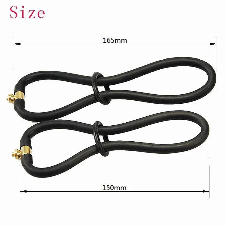 Varied Electro-Shock Penis Ring with adjustable loops for electro-stim pleasure on penis, prostate, and urethra.