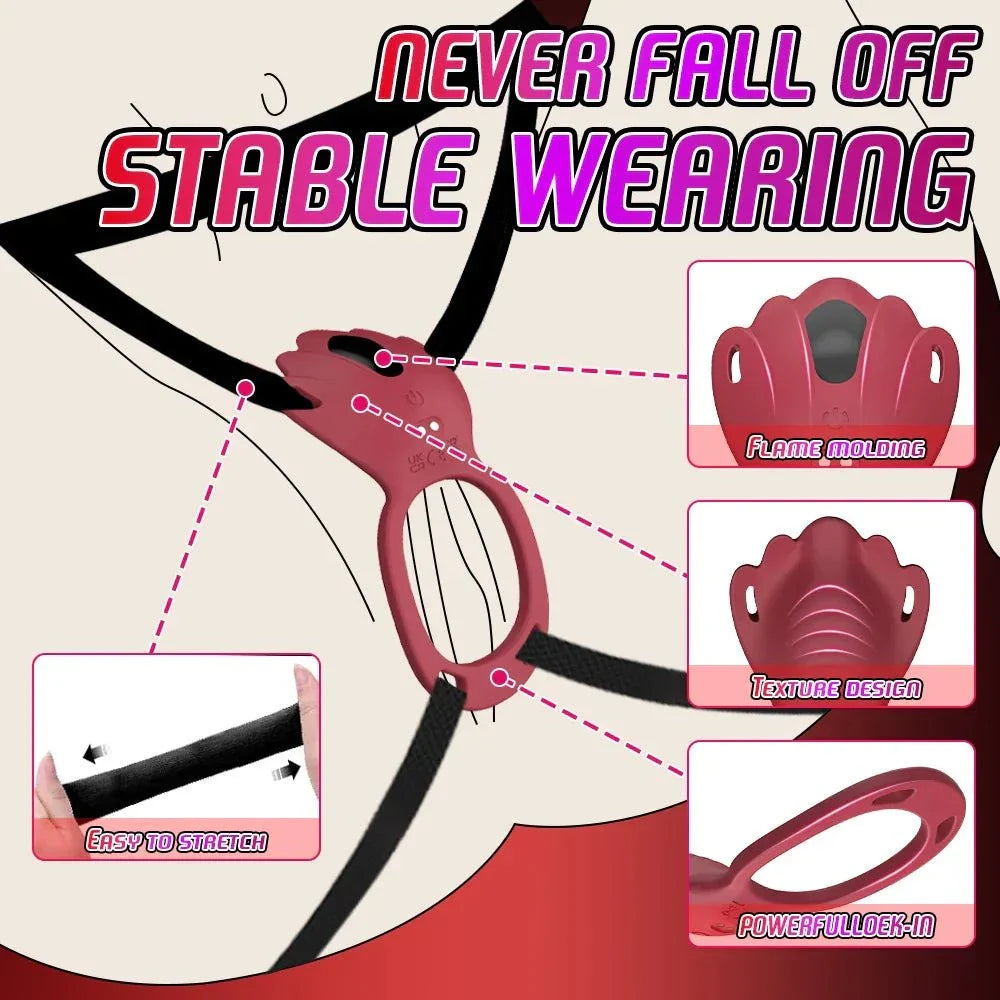 Wireless App Wearable Panty Vibrator with clitoral stimulator and penis ring set for hands-free intimate play
