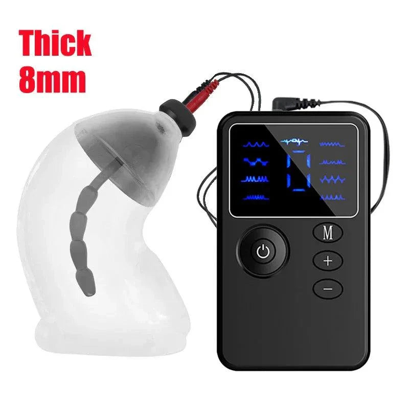 Electric shock penis plug with urethral dilator and digital control device for electro stimulation