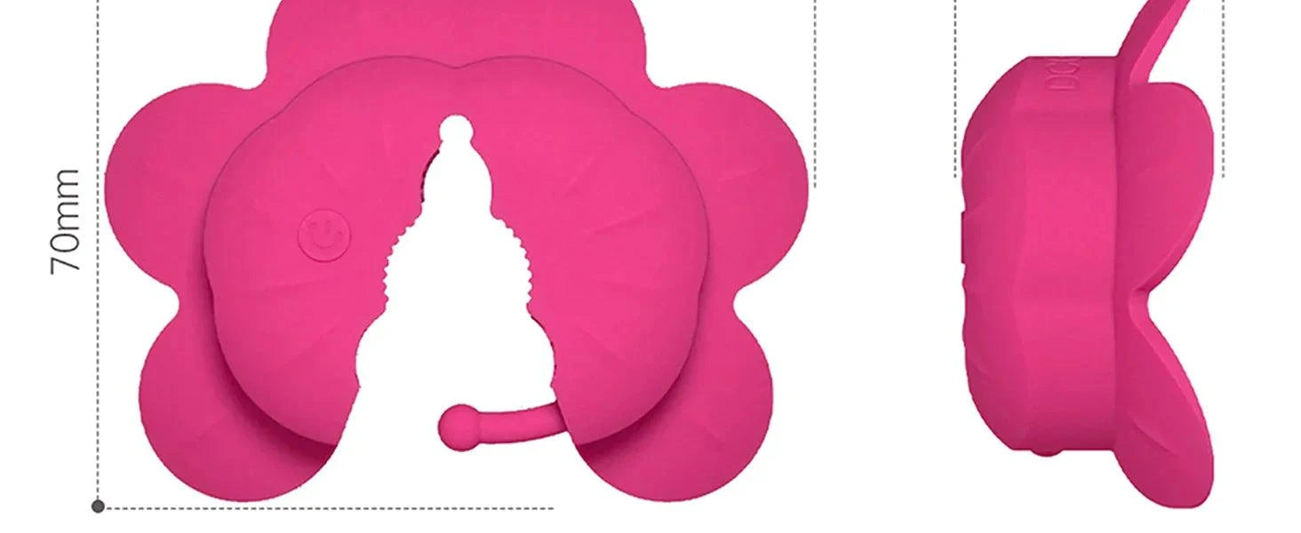Pink rose-shaped remote control nipple clamps vibrator with adjustable fit and silicone material