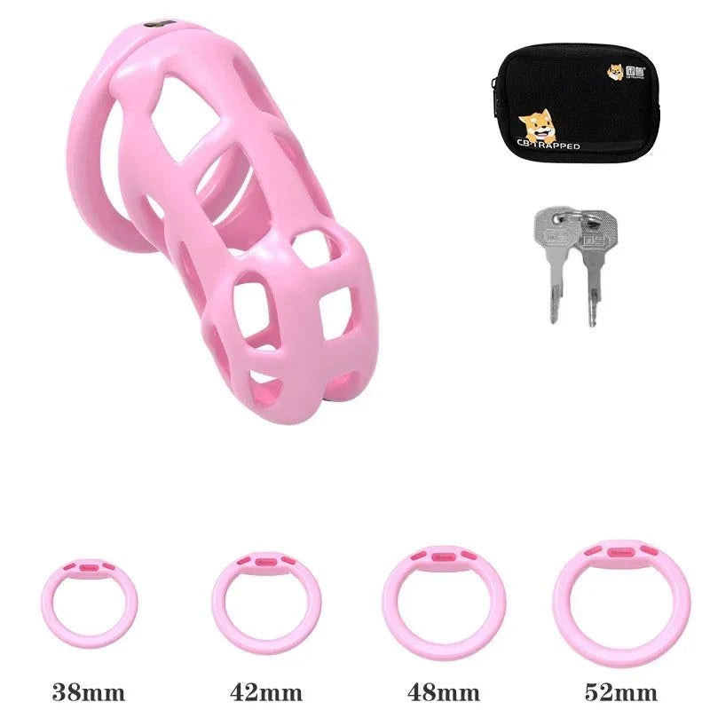 Mini dispositivo de castidad masculino: jaula ventilada con anillo y cerradura