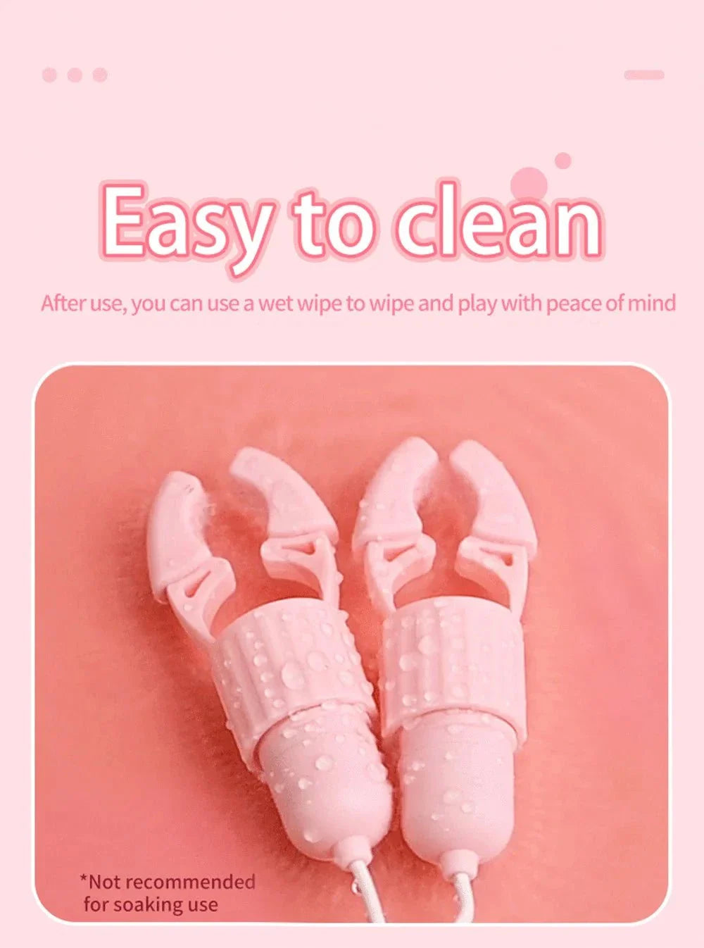 Pink nipple clamps vibrator with adjustable intensity and easy-to-clean design